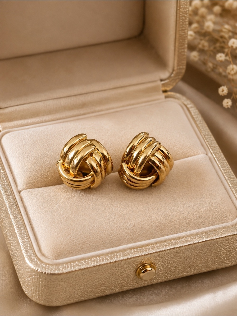 Gold Knot Stud Earrings